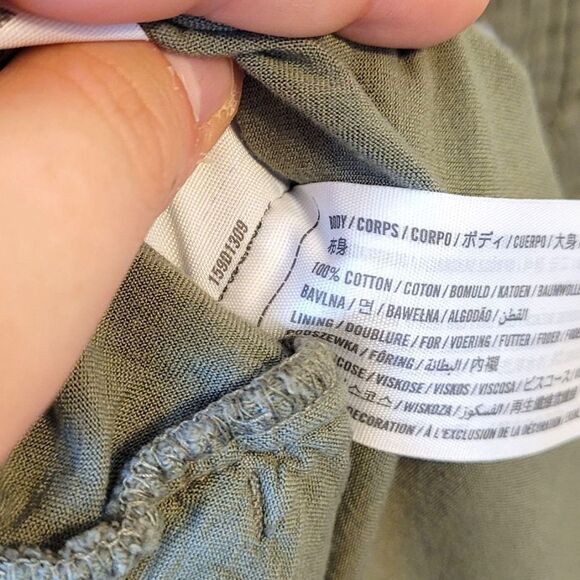 Abercrombie & Fitch Women's Olive Green Gauzy Cotton Romper Size LP - Picture 5 of 5